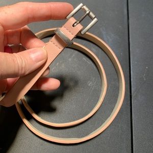 Fashion Belt Narrow Blush Pink Faux Leather Silvertone Buckle 1/2" wide 2XL